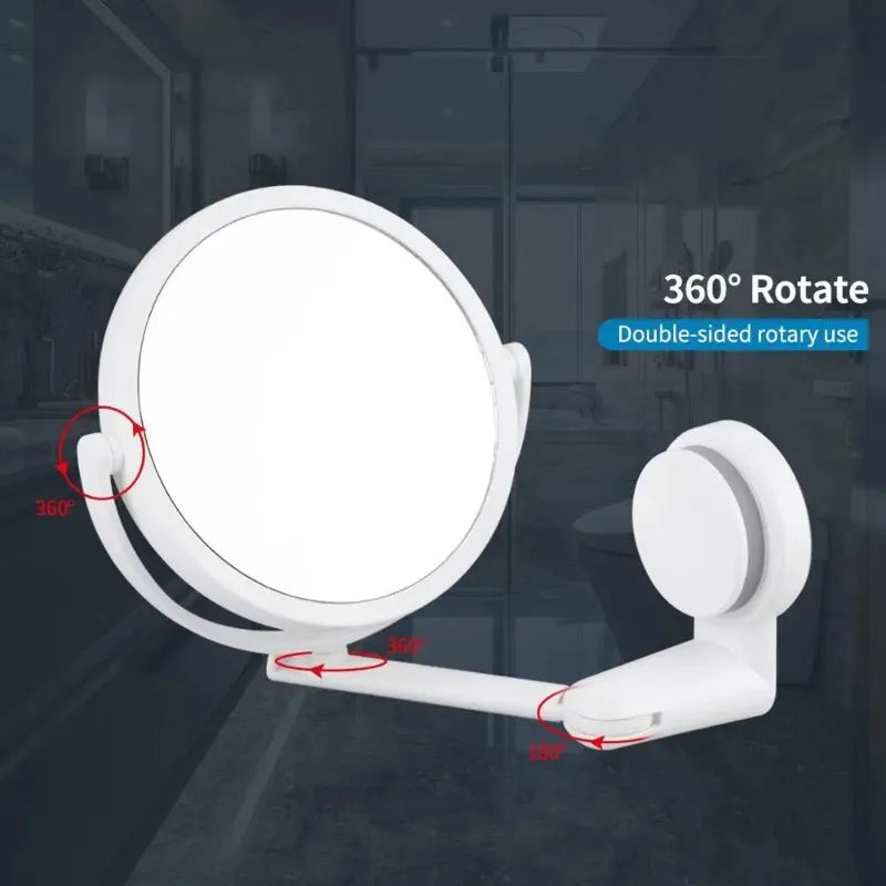 Rotating Wall-Mounted Bath Mirror with Suction for Easy Viewing