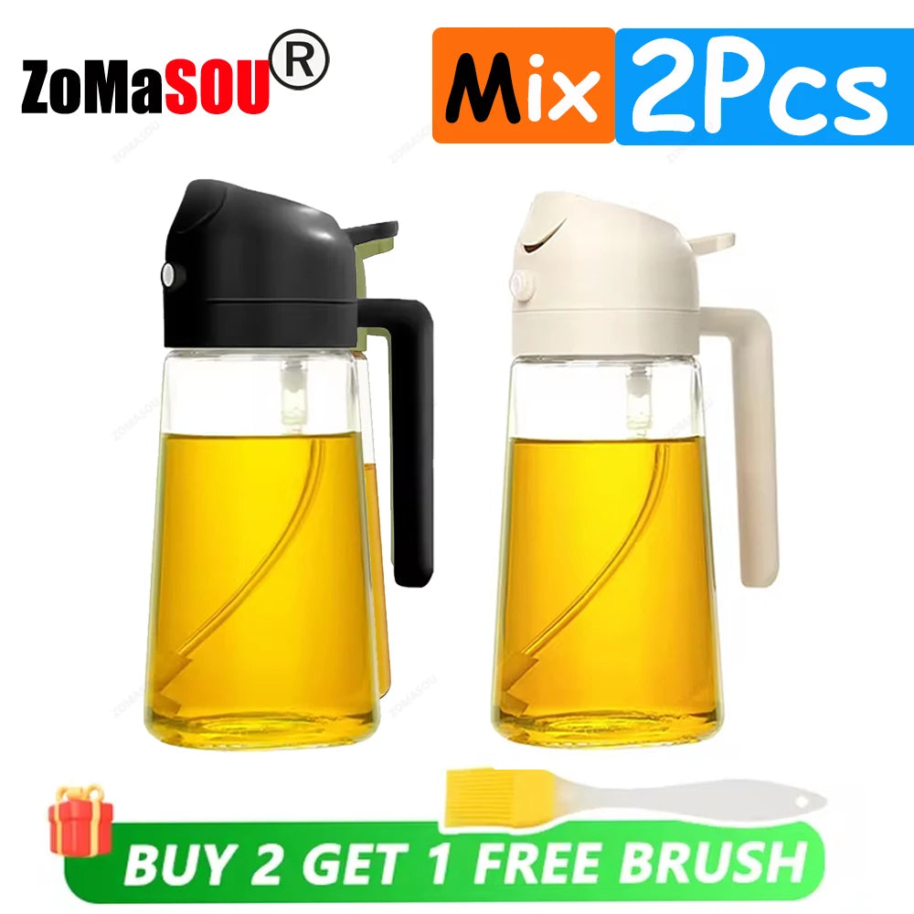 2-in-1 Oil Sprayer & Pourer – Refillable Kitchen Oil Dispenser Bottle