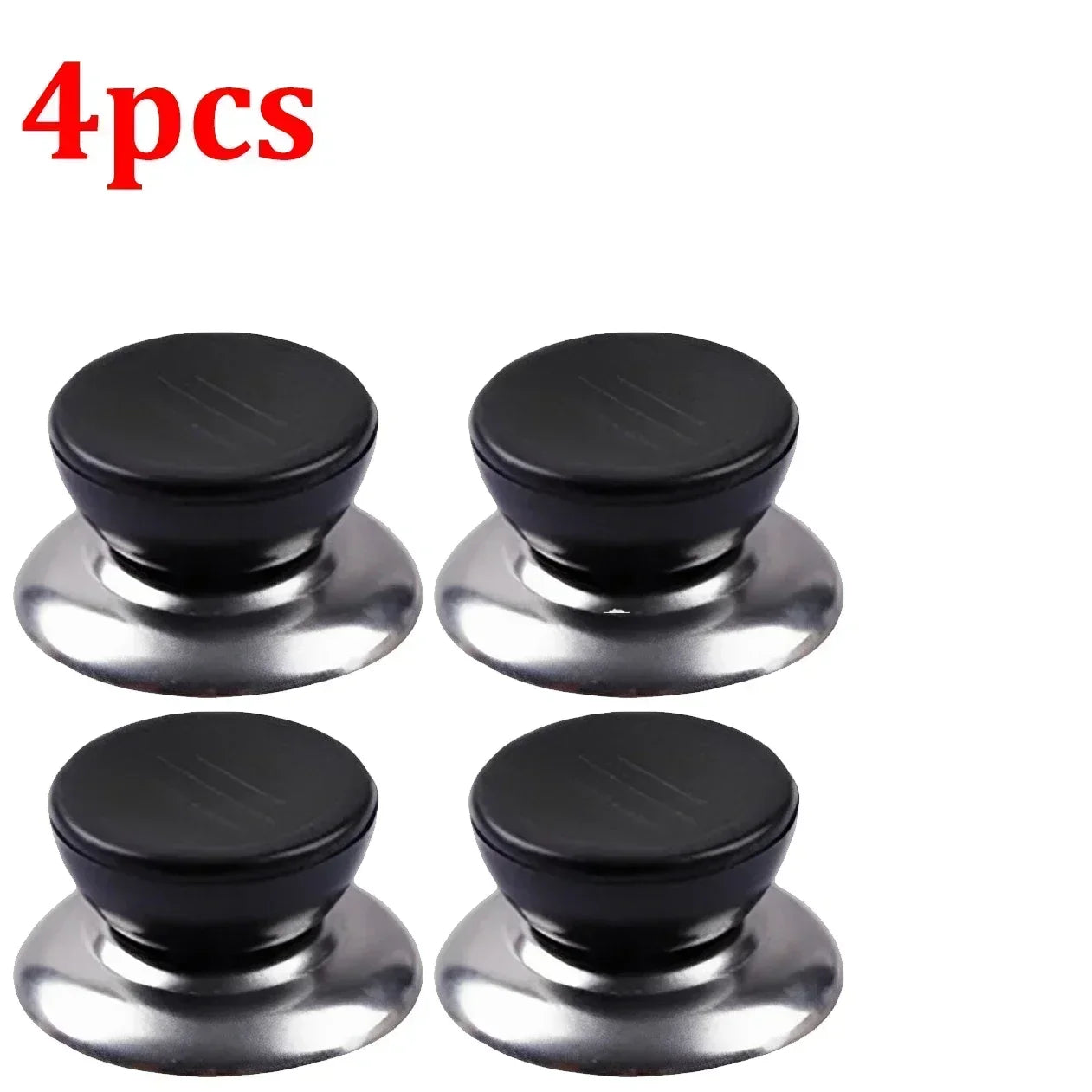 Universal Pot Lid Handle Knobs – Black & Silver, 5.5×3 cm