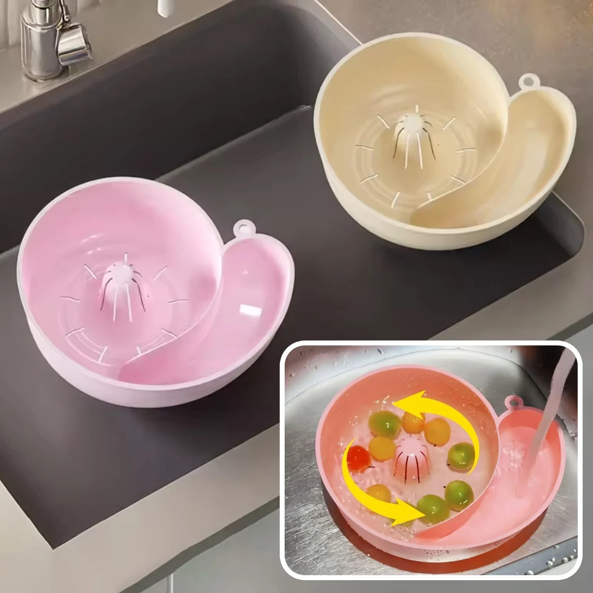 2-in-1 Snail-Shaped Fruit Washing & Juicing Device