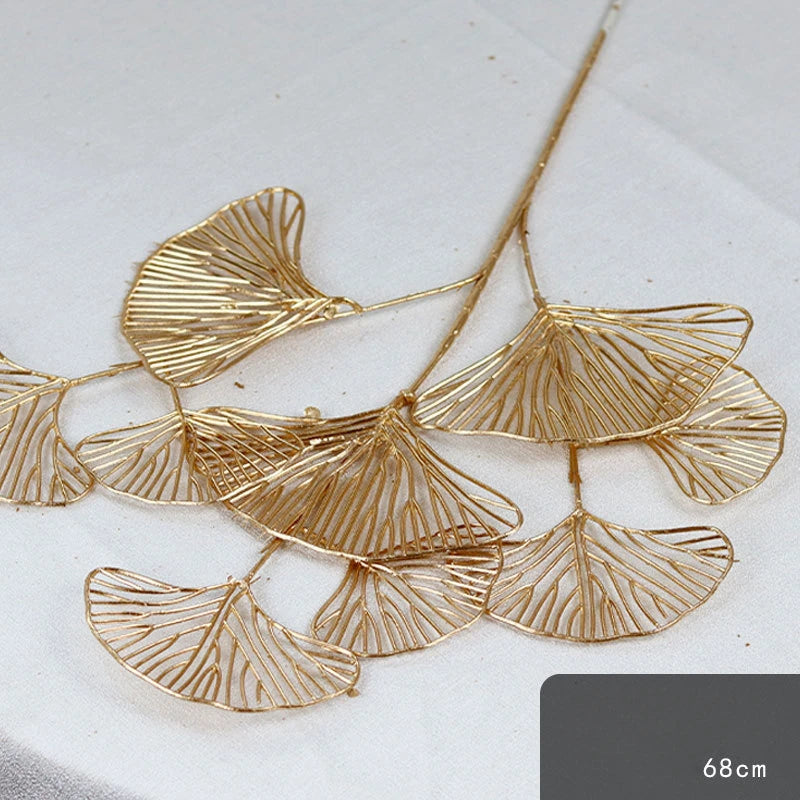 95cm Gold Artificial Eucalyptus & Ginkgo Leaf Plant Decor