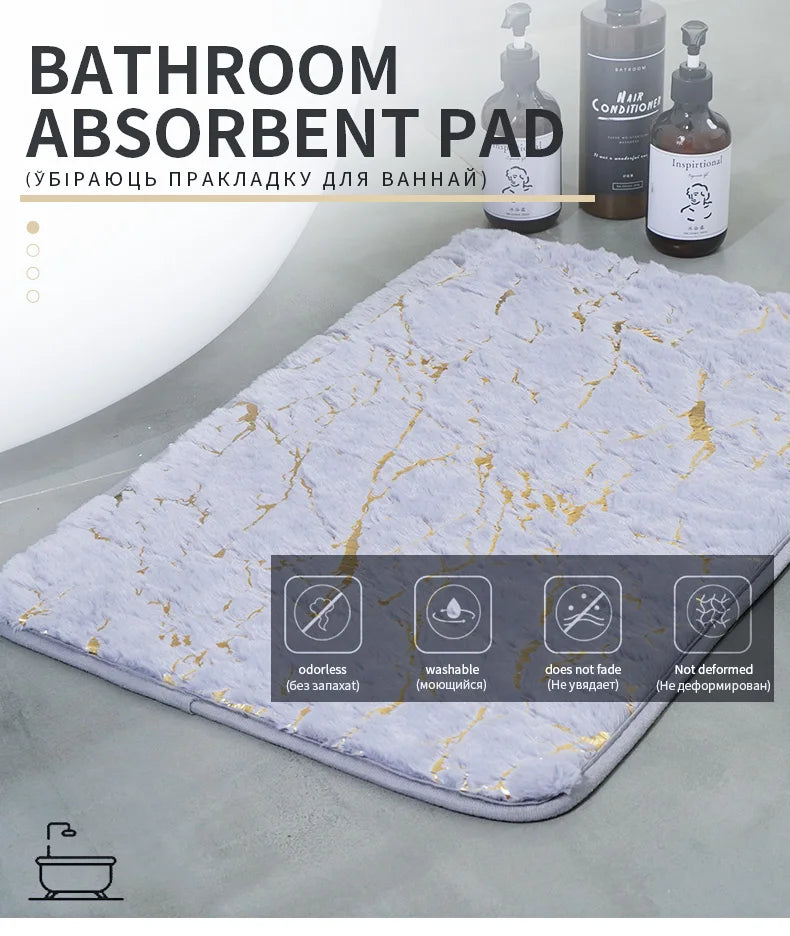 Modern Rectangle Washable Floor Mat – Non-Slip Bathroom, Bedroom & Living Room Rug