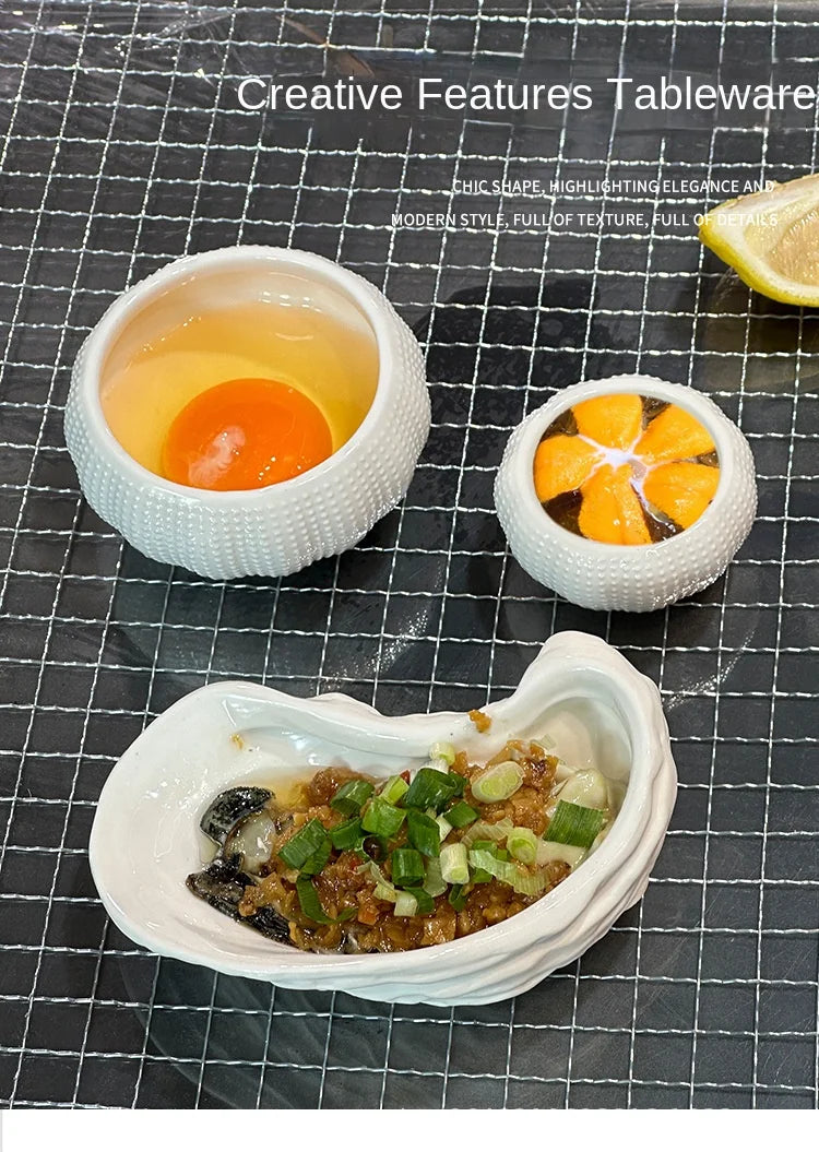 ZIZI FISH Round Ceramic Plate – Durable Solid Tableware for Home & Kitchen