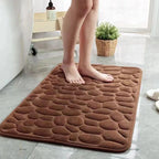 3D Non-Slip Bathroom Mat – Cobblestone Embossed Absorbent Quick-Dry Floor Rug