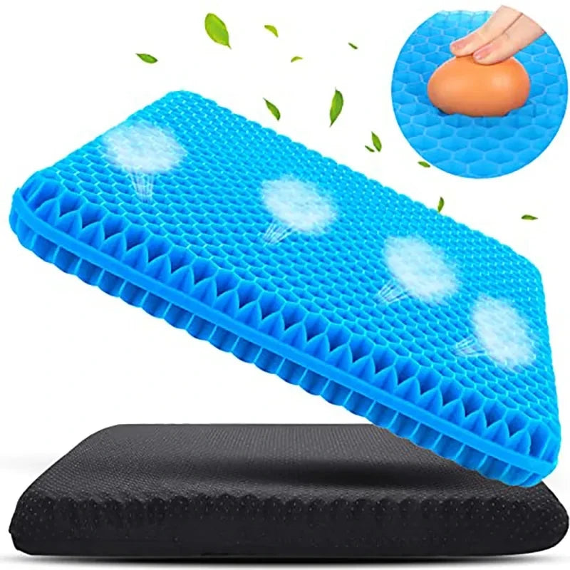 Gel Seat Cushion Honeycomb Non-Slip Ergonomic Back Tailbone Support