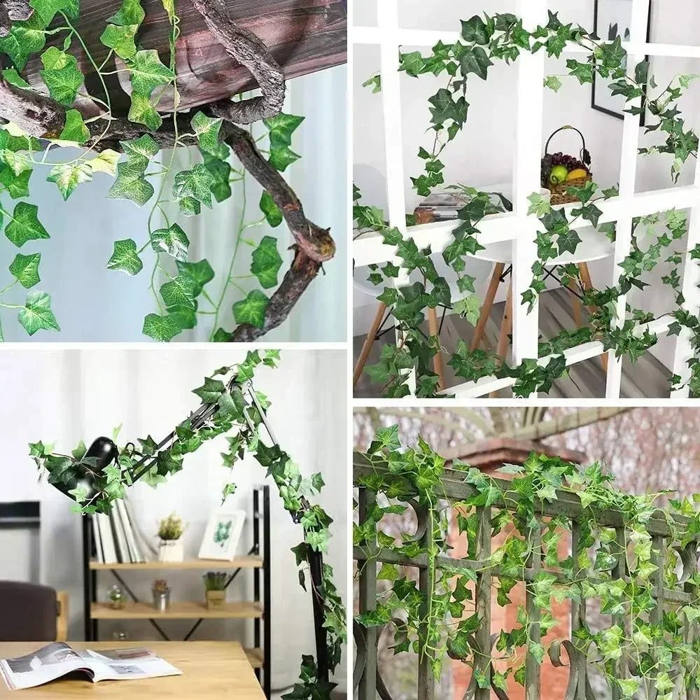2/80M Artificial Green Leaves Ivy Vine Garland – 30pcs
