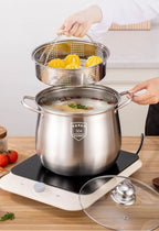 22cm Stainless Steel Stock Pot with Glass Cover – Soup & Kitchen Tool