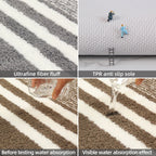 2-Piece Striped Microfiber Bathroom Carpet Set – Non-Slip, Quick-Dry, Machine Washable with TPR Backing