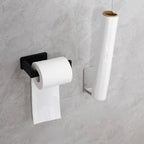 Self-Adhesive Stainless Steel Toilet Paper Holder Black Finish for Bathroom