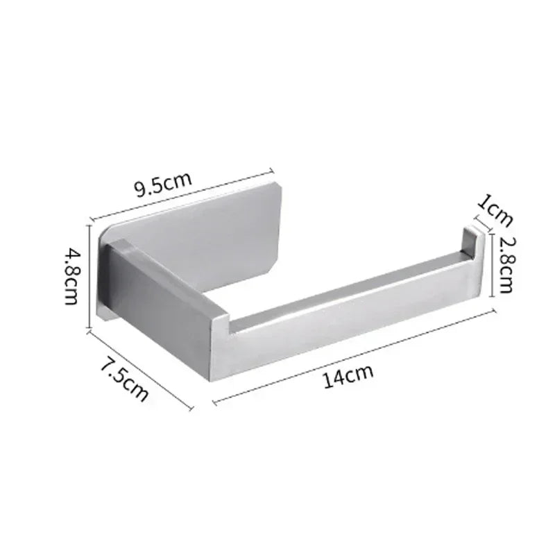 Self-Adhesive Stainless Steel Toilet Paper Holder Black Finish for Bathroom
