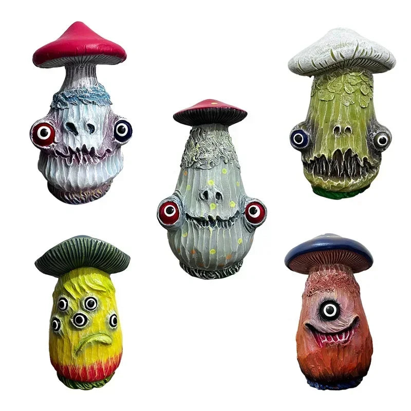 Funny Halloween Skull Mushroom Resin Sculpture Home & Garden Decor