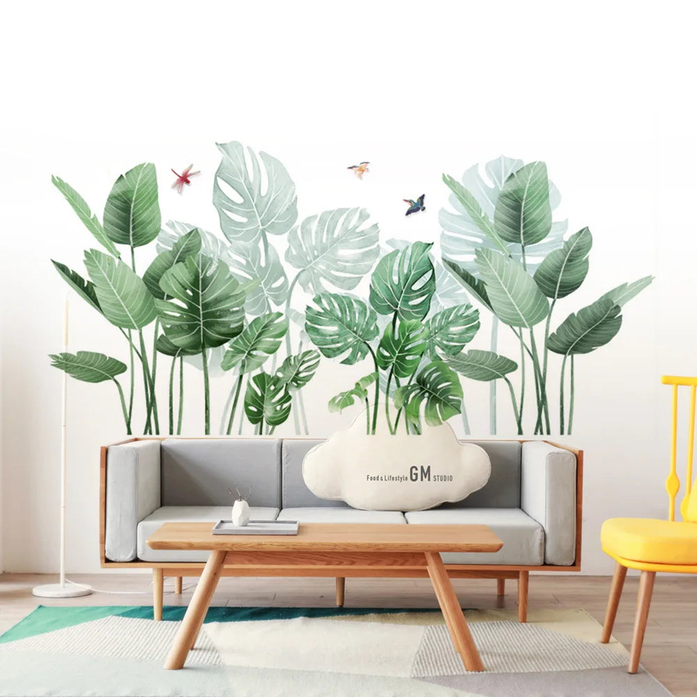 Tropical Plants Wall Decal Removable Vinyl Jungle Leaf Stickers for Home