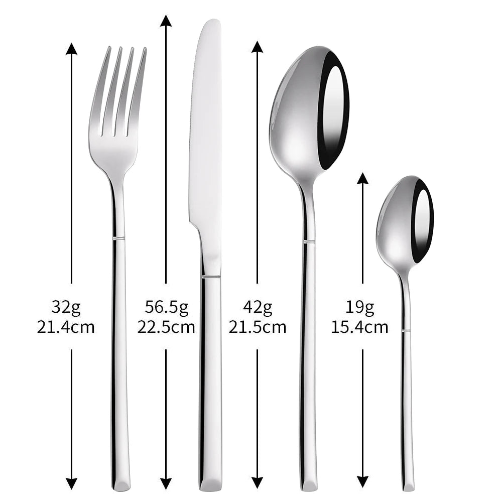 4/6 Piece Stainless Steel Flatware Set – Elegant Silver Dinner Cutlery
