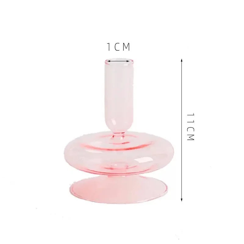 Handmade Nordic Glass Candlestick – Retro Candle Holder & Vase
