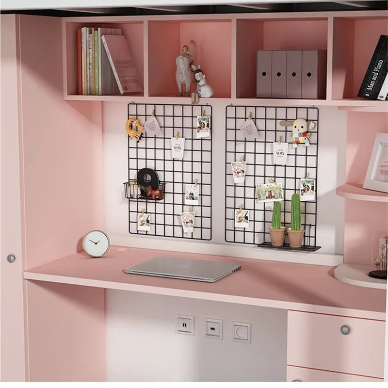 Metal Wall-Mounted Grid Shelf Organizer DIY Photo & Storage Rack