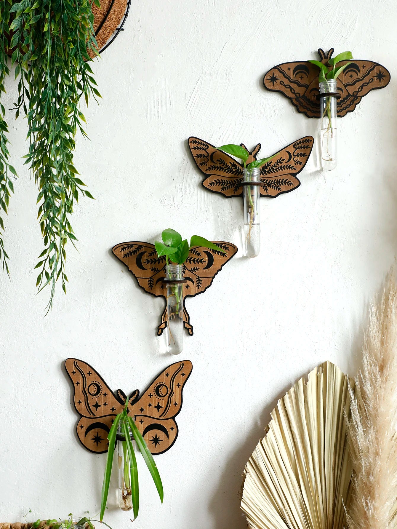Wooden Butterfly Wall-Mounted Hydroponic Planter