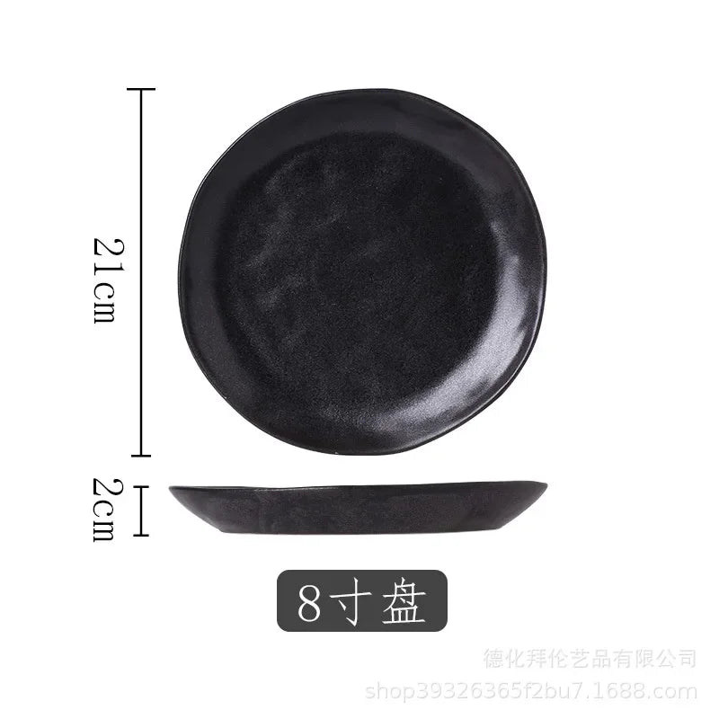 Japanese Irregular Ceramic Plate – Solid Color Dinnerware for Home Use