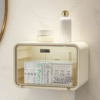 Wall-Mounted Transparent Waterproof Tissue Box Toilet & Bathroom Roll Paper Organizer