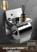 304 Stainless Steel Bathroom Toilet Paper Holder Waterproof Wall Mount Roll Paper Box