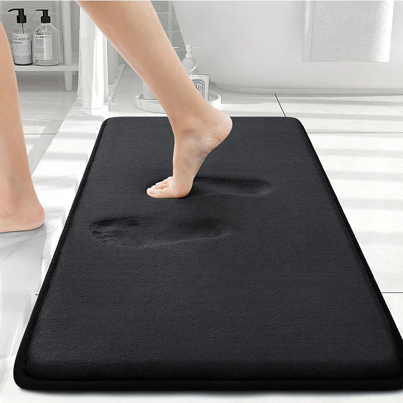Homaxy Memory Foam Solid Color Bathroom Mat Floor Mat Indoor Non Slip Door Mat Dirt Trap Absorbs Water Comfortable Bathroom Mat