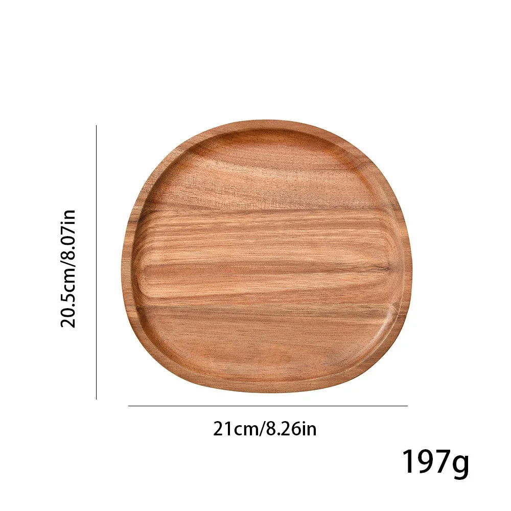 Round Wooden Serving Tray – Natural Wood Craft