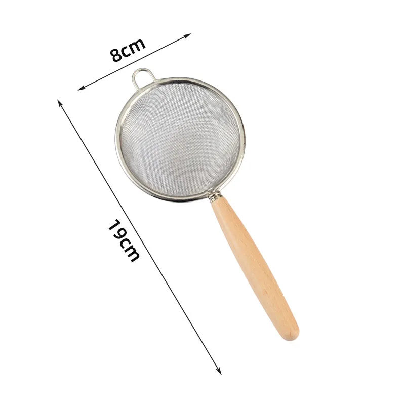 304 Stainless Steel Mesh Filter Spoon with Wooden Handle
