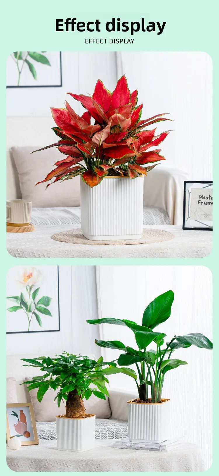 Self-Watering Nordic Style Square Flower Pot