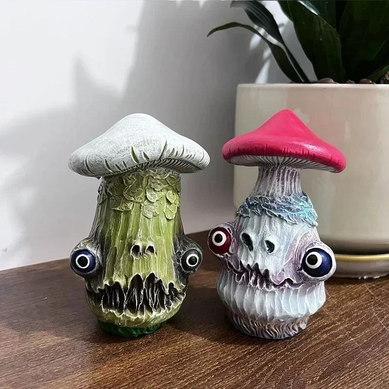 Funny Halloween Skull Mushroom Resin Sculpture Home & Garden Decor