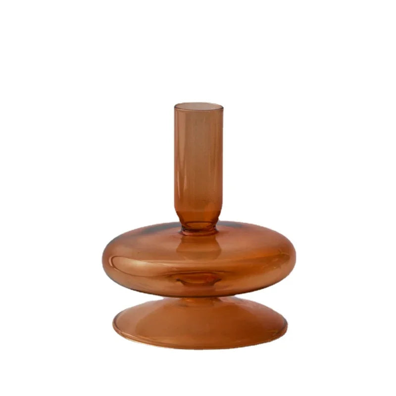 Handmade Nordic Glass Candlestick – Retro Candle Holder & Vase