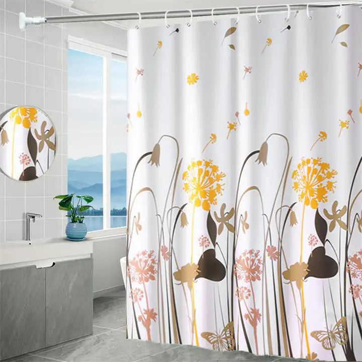 Modern PEVA Waterproof Shower Curtain 100x180cm – Leaf Print