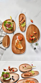 Round Wooden Serving Tray – Natural Wood Craft