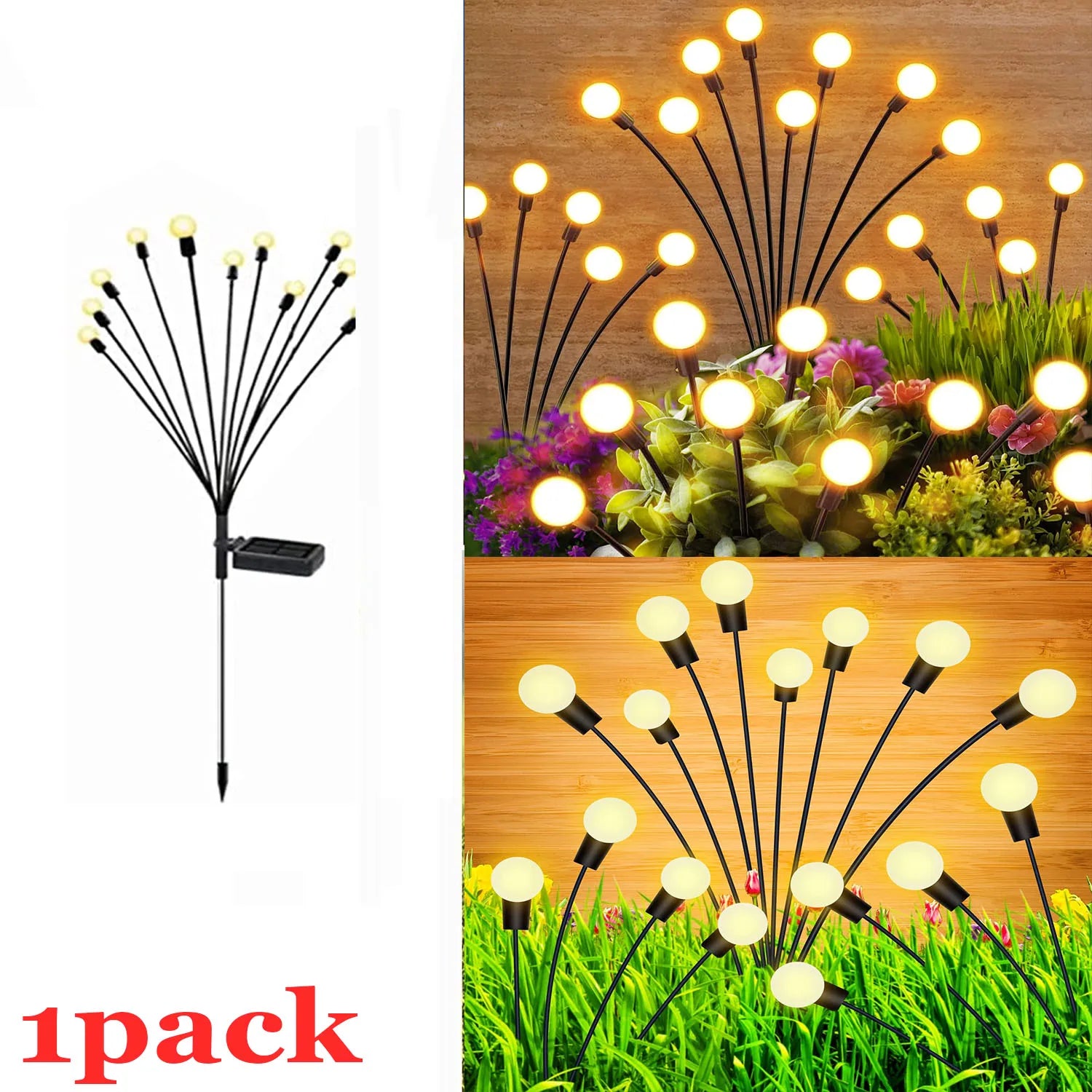 Solar Garden Stake Lights IP66 Waterproof RGB Warm