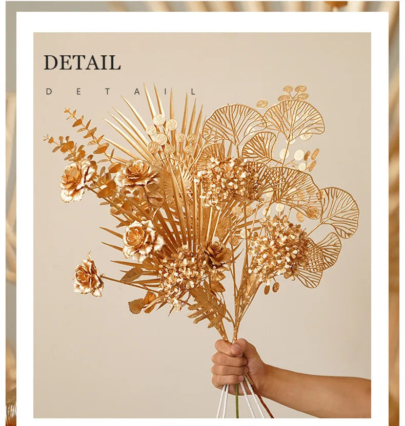 67–84cm Golden Artificial Leaf Branch Wedding & Home Decor