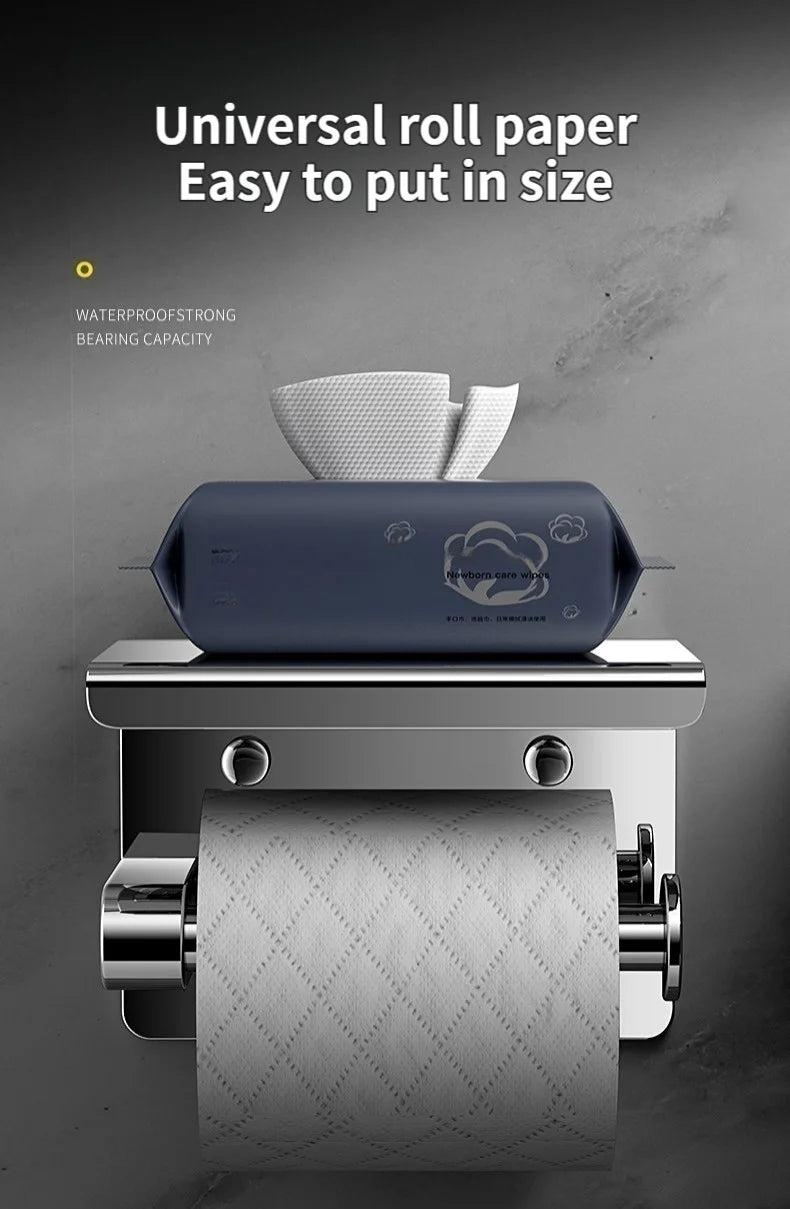 304 Stainless Steel Bathroom Toilet Paper Holder Waterproof Wall Mount Roll Paper Box