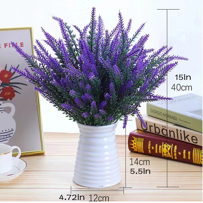 5-Branch Artificial Lavender – Plastic Faux Flowers for Home & Outdoor Decor