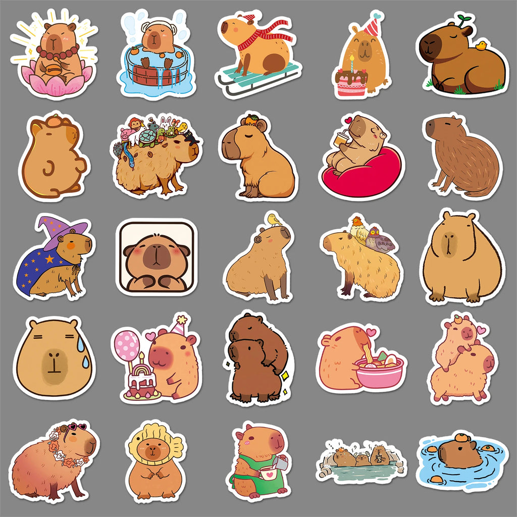 Cute Cartoon Animal Paper Stickers – 50-Pack Waterproof Decals