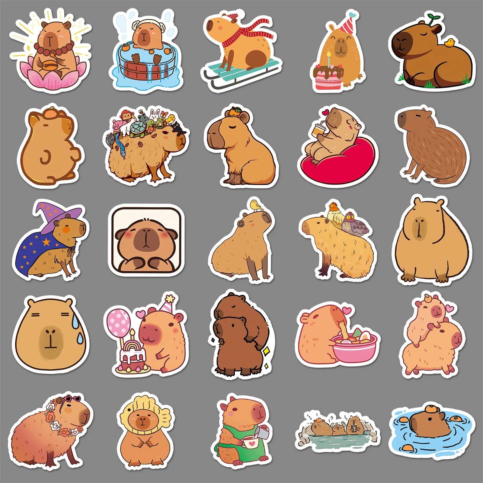 Cute Cartoon Animal Paper Stickers – 50-Pack Waterproof Decals