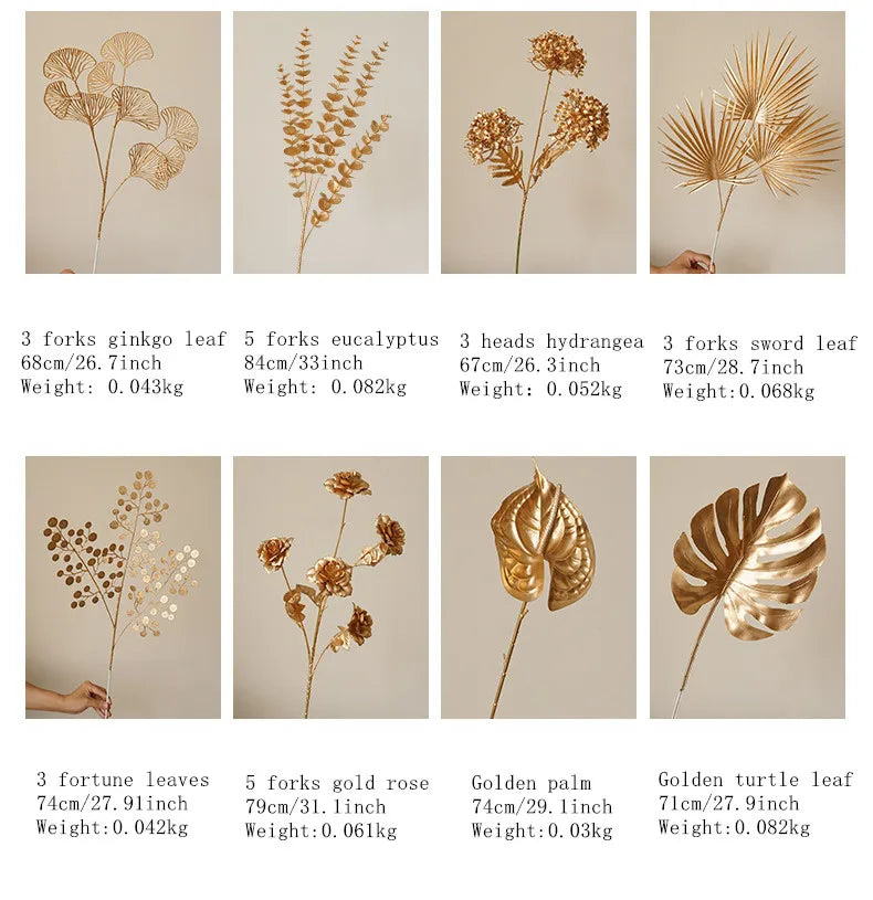 67–84cm Golden Artificial Leaf Branch Wedding & Home Decor