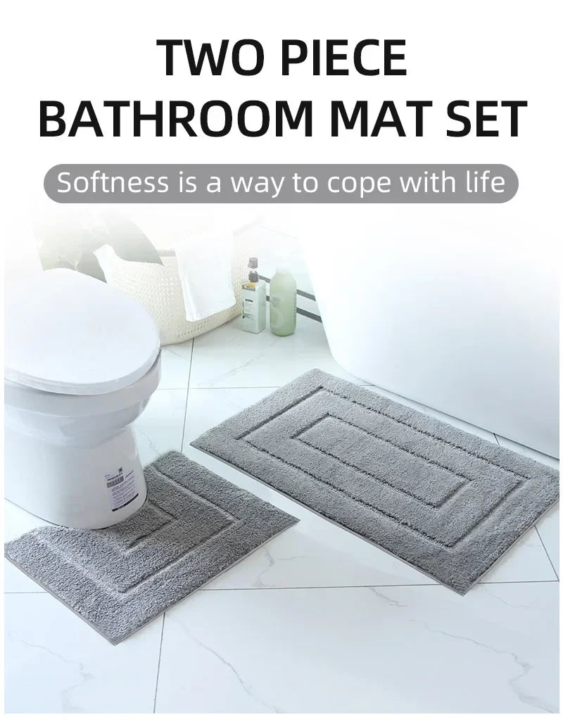 Plush Back-Shaped Bathroom Floor Mat – Anti-Slip Absorbent Foot & Entrance Mat