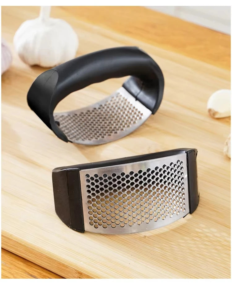 Stainless Steel Garlic Press – Handheld Garlic Crusher Tool
