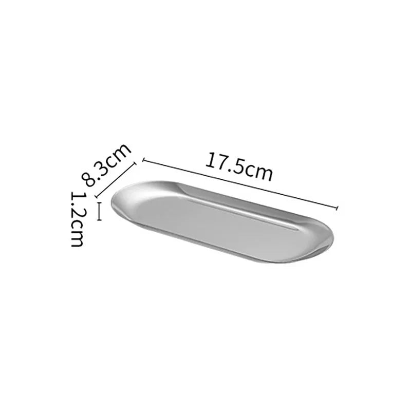 Oval Stainless Steel Dining & Dessert Plate – Gold & Silver Snack Tray