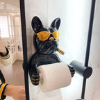 French Bulldog Toilet Paper Holder Wall-Mounted Resin Bathroom Roll Rack