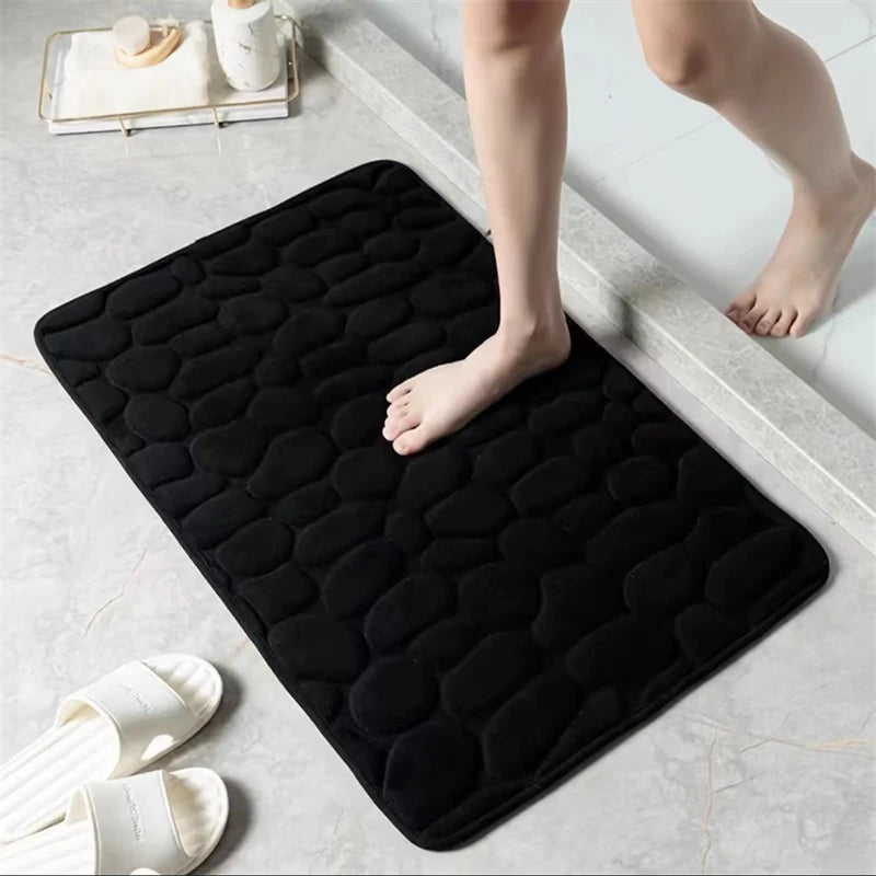 3D Bathroom Mat Non-Slip Pebble Embossed Absorbent Rug