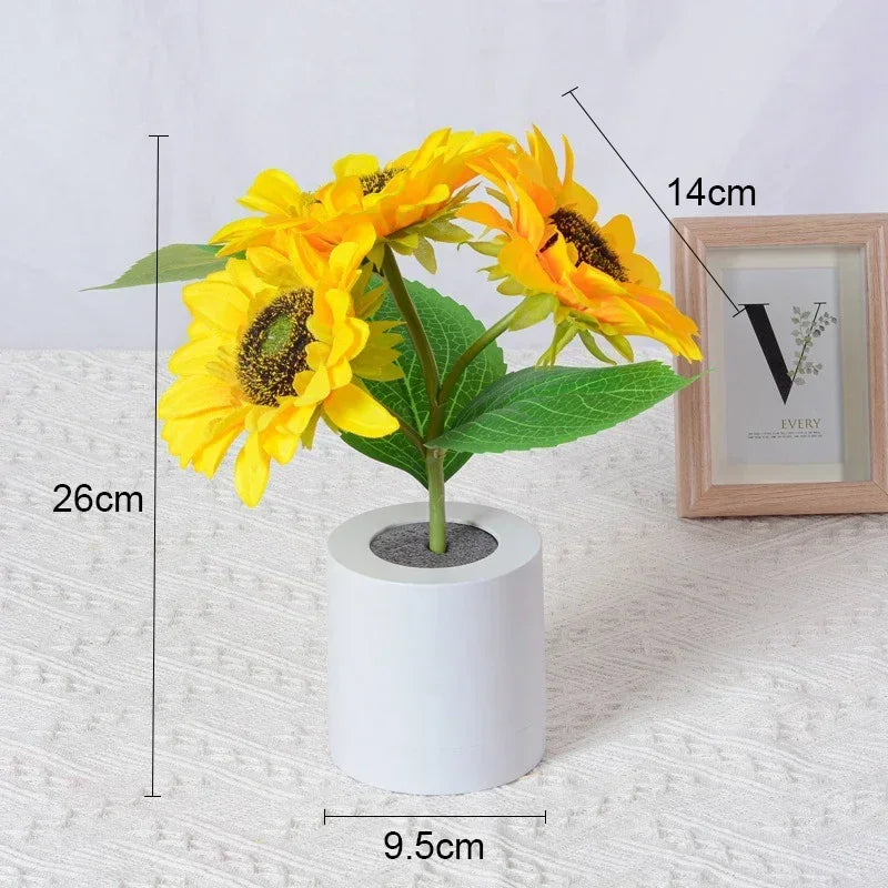 Sunflower LED Night Light – USB Warm Floral Bedside Lamp