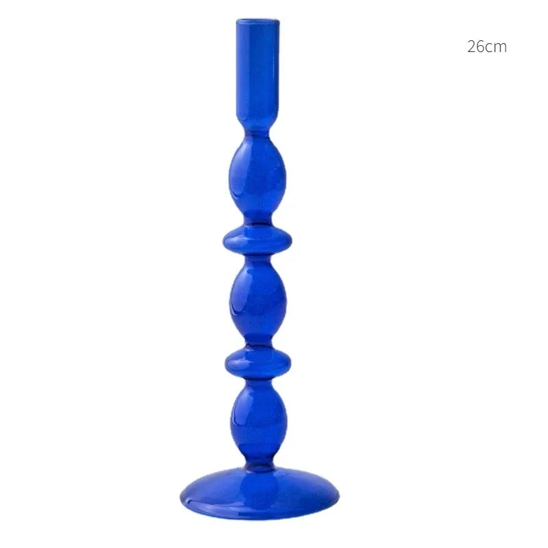 Handmade Nordic Glass Candlestick – Retro Candle Holder & Vase