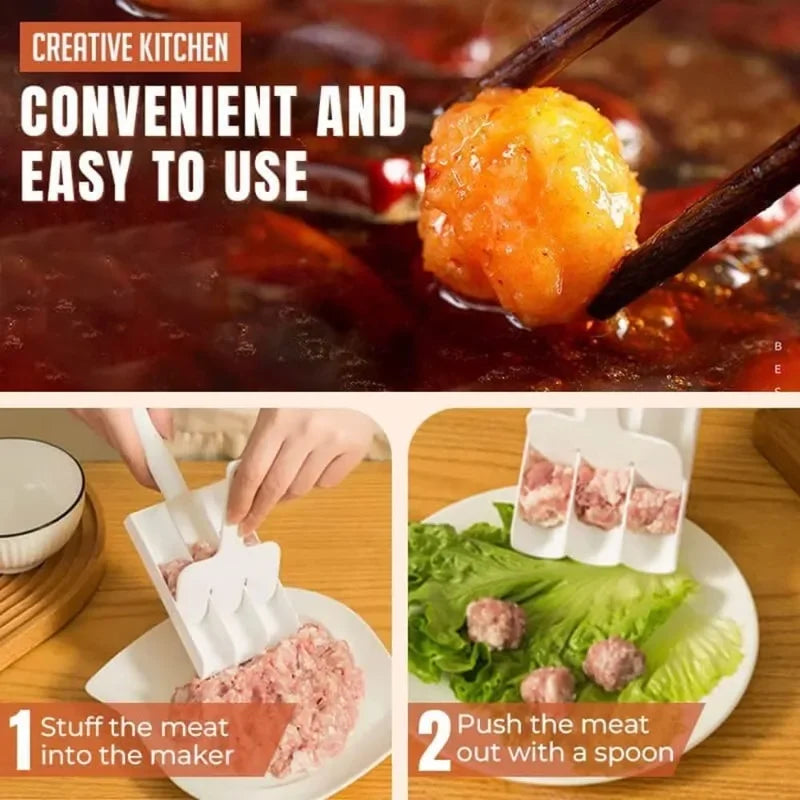 4-Row Meatball Maker – Plastic Patty & Fish Ball Scoop for Homemade Meatballs