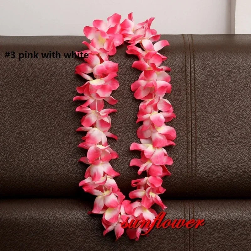 Artificial Hawaiian Flower Necklace Leis Heart-Shaped Garland Decor