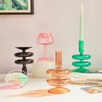 Handmade Nordic Glass Candlestick – Retro Candle Holder & Vase