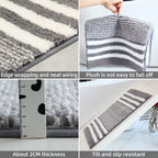2-Piece Striped Microfiber Bathroom Carpet Set – Non-Slip, Quick-Dry, Machine Washable with TPR Backing