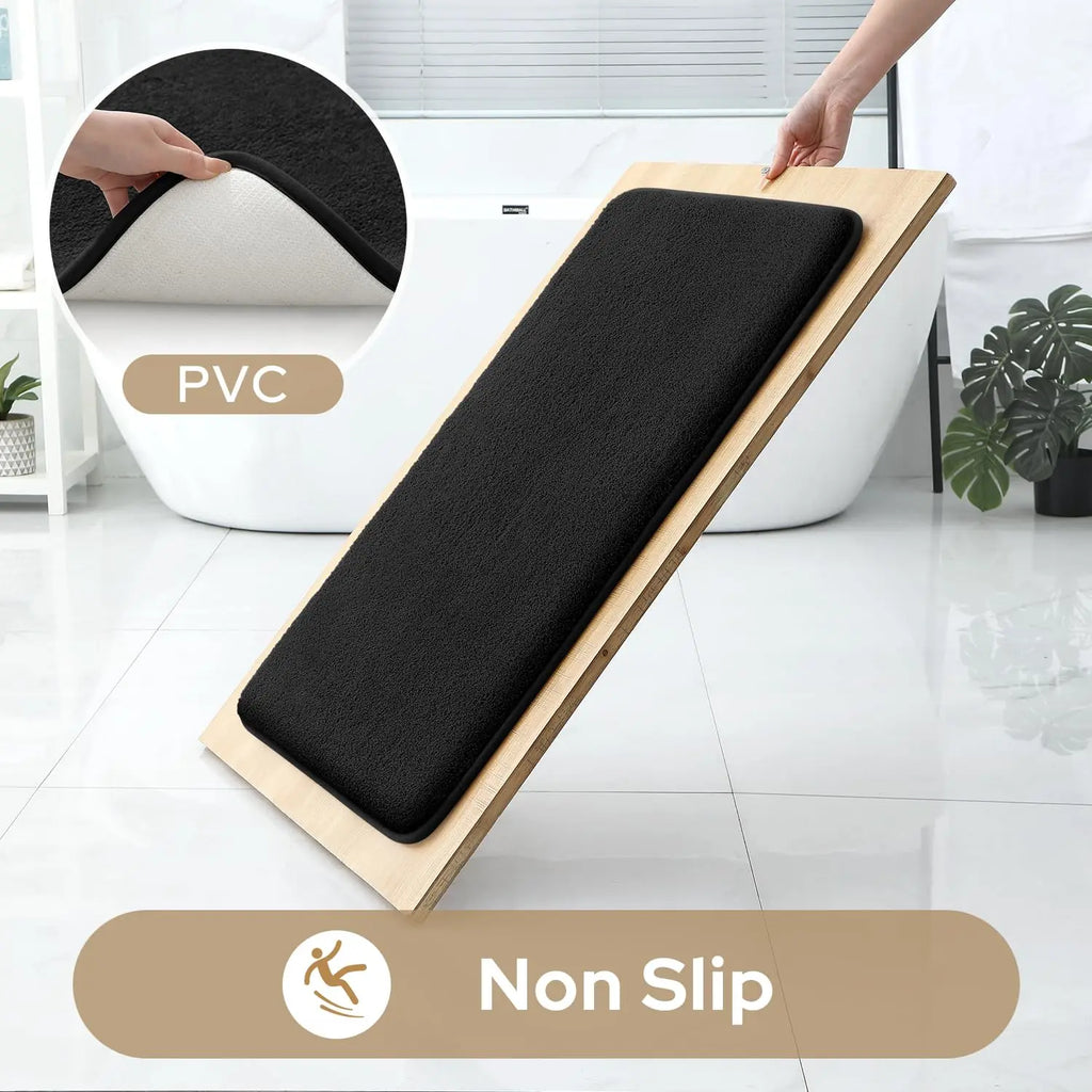 2-Piece Striped Bathroom Mat Set Non-Slip Absorbent Microfiber Floor Rugs Machine Washable